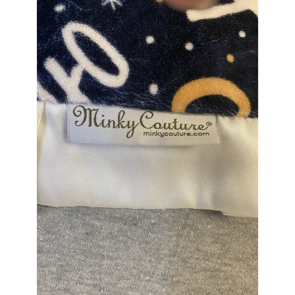 Minky Couture Mini Baby Blanket Dark Blue Christmas Ho Ho & Snowflakes